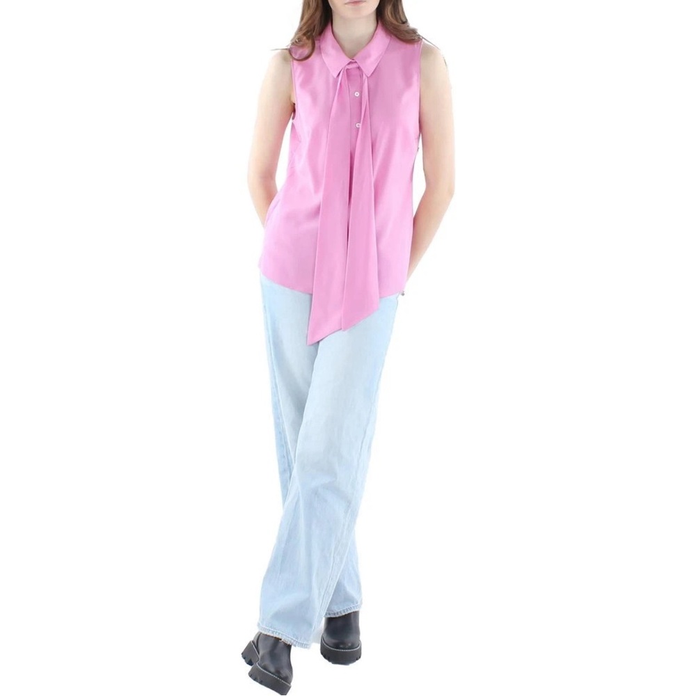 NWT Riley & Rae Pink Sleeveless Button Down Blouse MSRP $59
